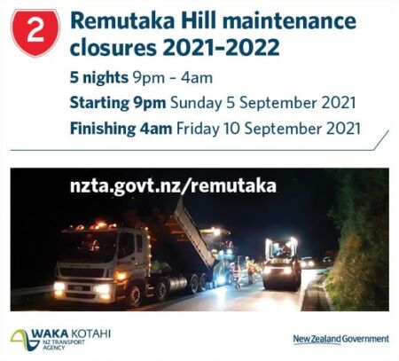 SH2 Remutaka Hill Nighttime Closures